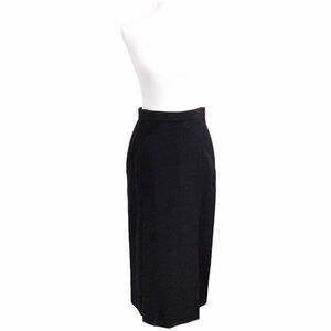 JEAN CLAUDE PARIS DESIGNER VINTAGE BLACK PURE WOOL STRAIGHT MIDI FORMAL SKIRT